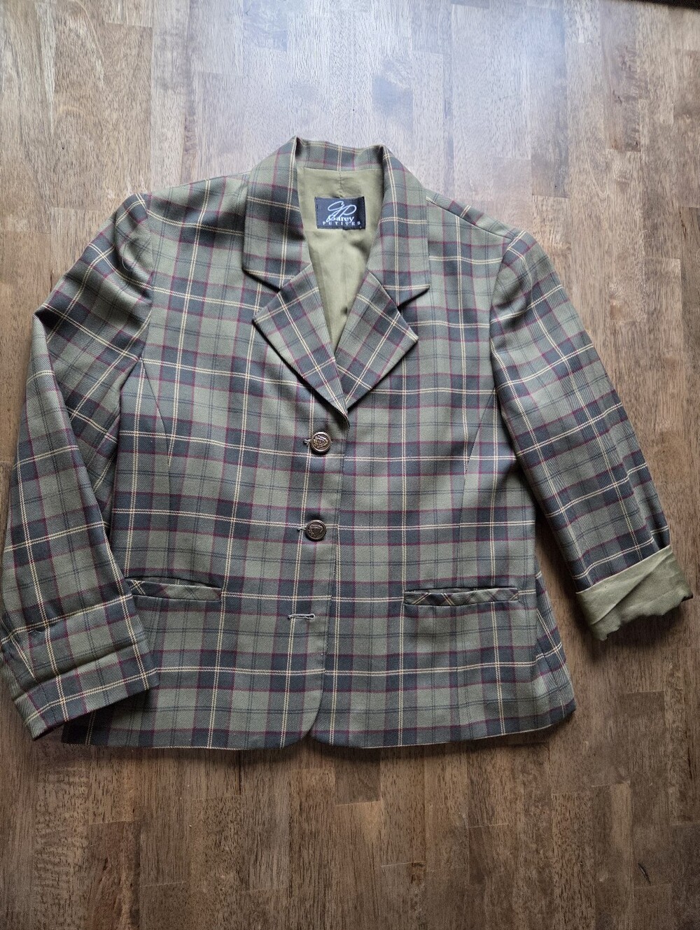 Vtg Wool Blend Made In Canada Windowpane Plaid Blazer